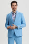 Mens Stacy Adams Suit - Stacy Adams Suit Men's Designer Suit - Sky Blue Vested One Button Peak Lapel