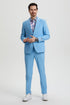 "Mens Stacy Adams Suit - Stacy Adams Suit Men's Designer Suit - Sky Blue Vested One Button Peak Lapel"