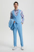 "Mens Stacy Adams Suit - Stacy Adams Suit Men's Designer Suit - Sky Blue Vested One Button Peak Lapel"