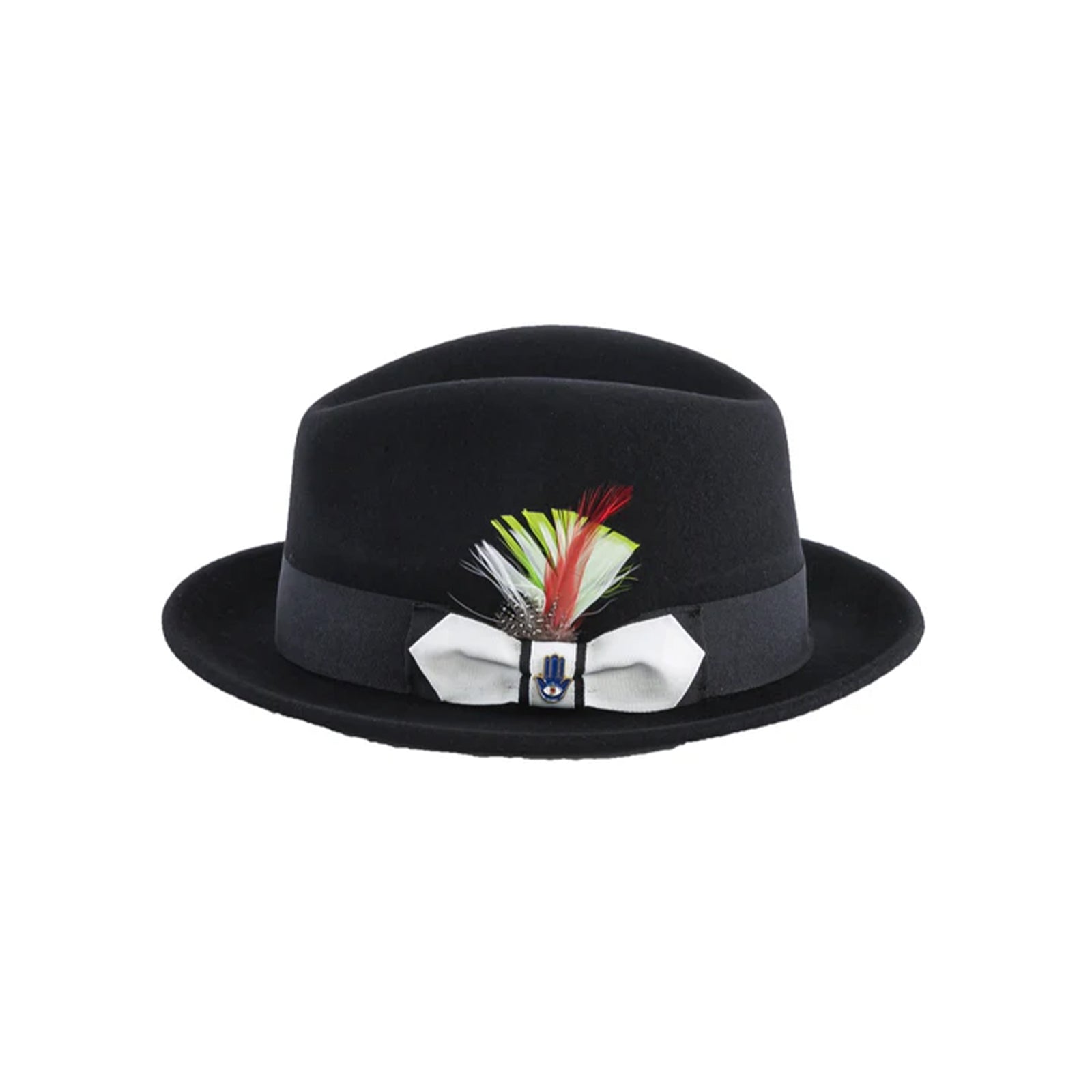 Mens Narrow Brim Crushable Wool Dress Hat Trilby Fedora in Black & White