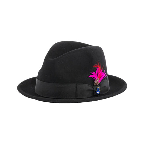 Mens Narrow Brim Crushable Wool Dress Hat Trilby Fedora in Black
