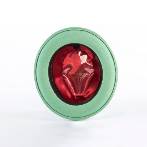 Mens Narrow Brim Crushable Wool Dress Hat Trilby Fedora in Lime Green