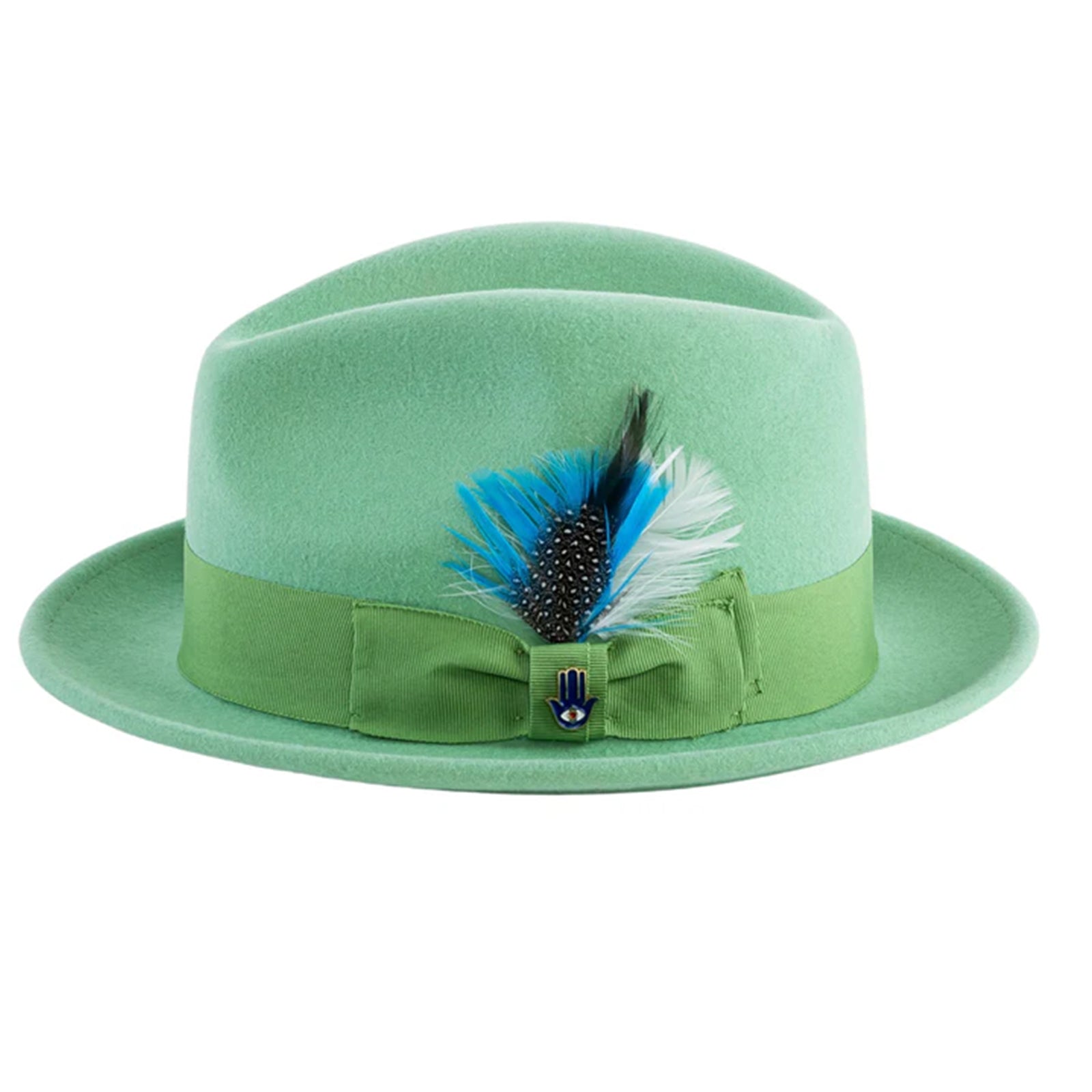 Mens Narrow Brim Crushable Wool Dress Hat Trilby Fedora in Lime Green