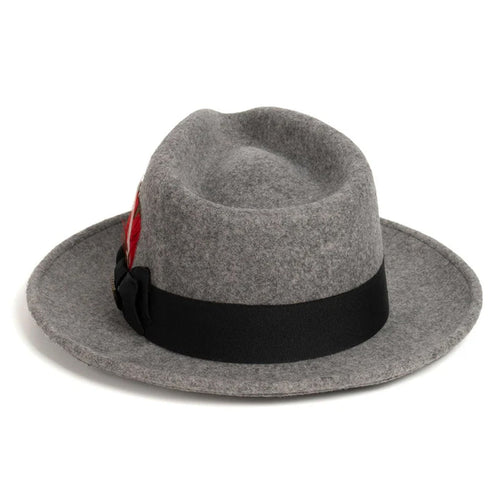 Mens Classic Wool Fedora Dress Hat in Grey Melange