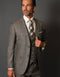 Mens 2 Button Vested Modern Fit Wool Suit in Taupe Plaid