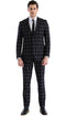 Mens Plaid Suit - Black Windowpane Suit - 1920 Suits