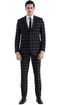 Mens Vested Gangster Plaid Pattern 1920's Suit in Black