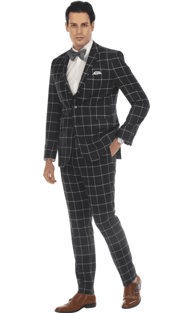 Mens Vested Gangster Plaid Pattern 1920's Suit in Hunter Green