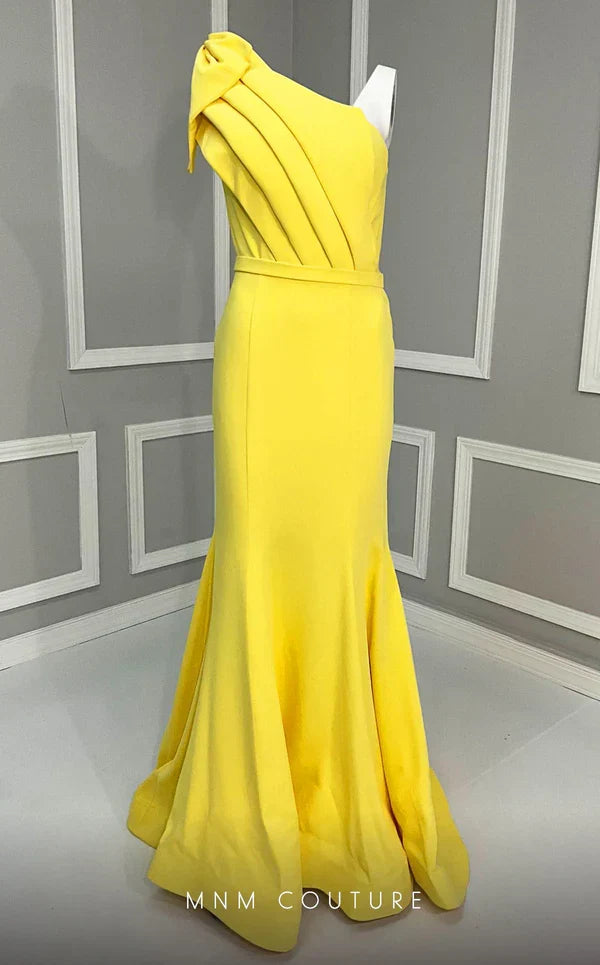 MNM Couture V07402 Orange Evening Gown with Modern Detailing
