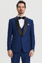 Mens Stacy Adams Suit - Stacy Adams Suit Men's Designer Tuxedo - Vested One Button Shawl Lapel in Indigo Blue