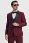 "Mens Stacy Adams Suit - Stacy Adams Suit Men's Designer Tuxedo - Vested One Button Shawl Lapel in Burgundy"