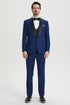 Mens Stacy Adams Suit - Stacy Adams Suit Men's Designer Tuxedo - Vested One Button Shawl Lapel in Indigo Blue