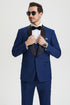 Mens Stacy Adams Suit - Stacy Adams Suit Men's Designer Tuxedo - Vested One Button Shawl Lapel in Indigo Blue