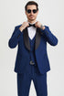 "Mens Stacy Adams Suit - Stacy Adams  Suit Men's Designer Tuxedo - Vested One Button Shawl Lapel in Indigo Blue"