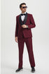 Mens Stacy Adams Suit - Stacy Adams Suit Men's Designer Tuxedo - Vested One Button Shawl Lapel in Burgundy