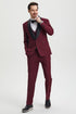 Mens Stacy Adams Suit - Stacy Adams Suit Men's Designer Tuxedo - Vested One Button Shawl Lapel in Burgundy