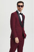 "Mens Stacy Adams Suit - Stacy Adams Suit Men's Designer Tuxedo - Vested One Button Shawl Lapel in Burgundy"