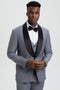 "Mens Stacy Adams Suit -Stacy Adams  Suit Men's Designer Vested Tuxedo, One Button Shawl Lapel in Grey"