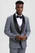 "Mens Stacy Adams Suit -Stacy Adams  Suit Men's Designer Vested Tuxedo, One Button Shawl Lapel in Grey"