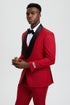 Mens Stacy Adams Suit - Stacy Adams Suit Men's Designer Red Tuxedo with Vested One Button Shawl Lapel