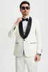 Mens Stacy Adams Suit - Stacy Adams Suit Men's Designer Tuxedo - Ivory, Vested One Button Shawl Lapel