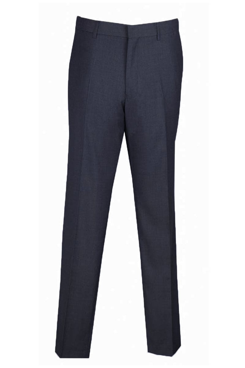 Mens Skinny Fit Wool Feel Flat Front Dress Slacks in Navy