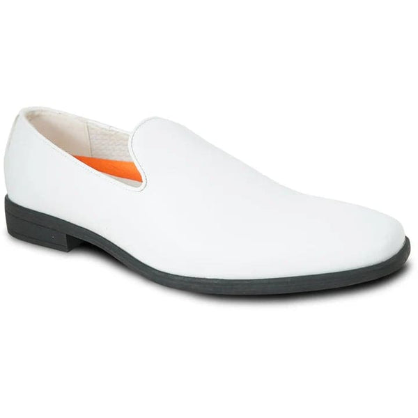 Mens Classic Plain Toe Slip On Loafer Dress Shoe In White