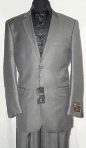 Extra Long Suit Silver Gray Sharkskin Suit - 44 Extra Long Suit - AlbertoNardoniStore