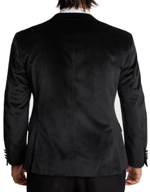 Double Breasted Tuxedo - Velvet Dinner Jacket with Pants in Color Black