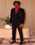 Double Breasted Tuxedo - Velvet Dinner Jacket with Pants in Color Black