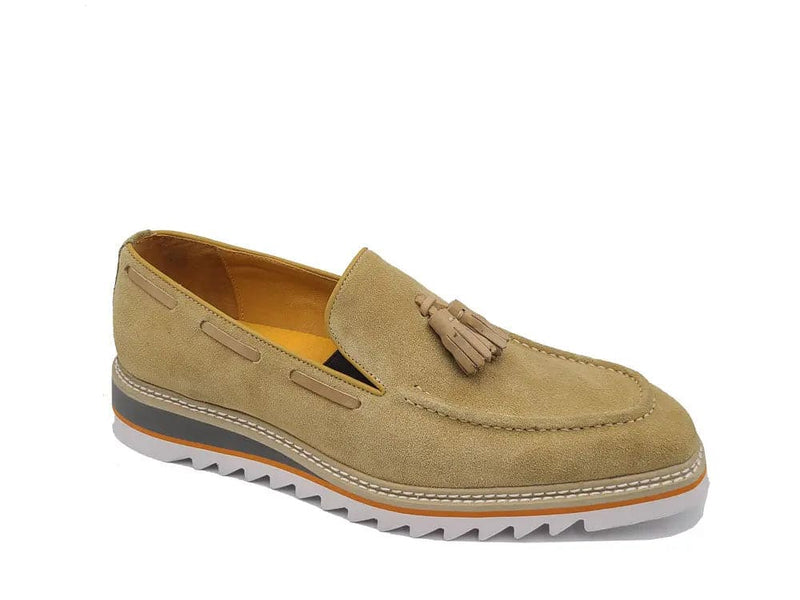 Carrucci Venetian Suede Loafer with Calfskin Tassel