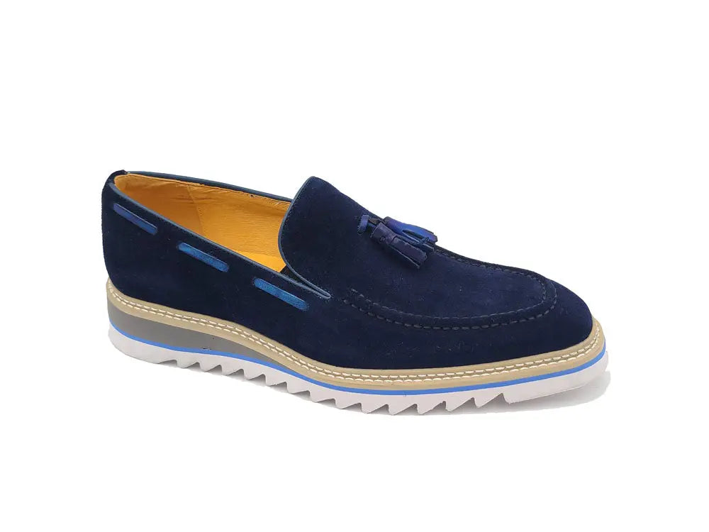 Suede Venetian Loafer with Leather Tassel