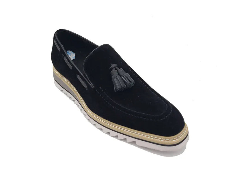 Carrucci Venetian Suede Loafer with Calfskin Tassel