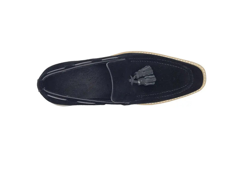 Carrucci Venetian Suede Loafer with Calfskin Tassel