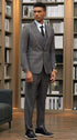 Men's Stacy Adams One Button Peak Lapel Suit with Double Breasted Vest in Charcoal Windowpane