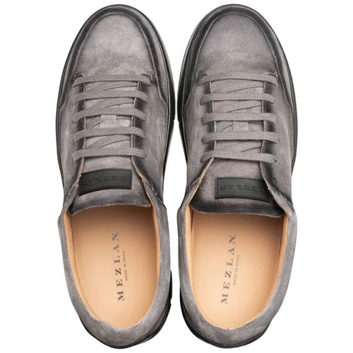Men's Villani Suede Street Gray Sneaker By Mezlan Made In Spain Brand