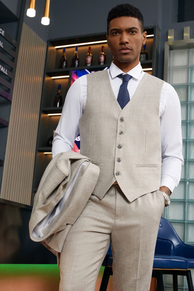 "Mens Stacy Adams Suit - Stacy Adams Suit Men's Summer Suit - Two Button Vested in Stone Grey"