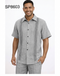 Men’s Gray Embroidered Walking Suit Set – 2 Piece Short Sleeve Casual Outfit