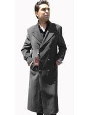 Mens Floor Length Coat Gray Coat - AlbertoNardoniStore