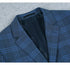 Mens Plaid Suit - Patterned Business Suit - Mens Two Button Slim Fit Two Piece Suit In Blue Windowpane Plaid