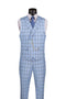 La Scale Collection-Windowpane Three Piece Suit - Light Blue
