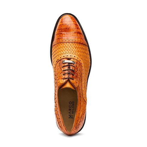 Marco Di Milano John Men's Shoes Exotic Caiman Crocodile / Woven Leather Dress Oxfords