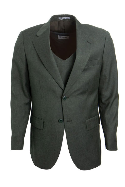 Mens Stacy Adams Suit - Stacy Adams Suit Men's Sharkskin Suit - Two Button Vested in Olive Green