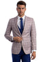 "Peak Lapel Pink Glen Plaid Men's Suit with Double Breasted Vest"