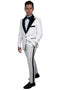 Mens Peak Lapel Paisley Prom and Wedding Tuxedo in Ivory and Black