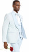 Mens One Button Solid Textured Vested Wedding and Prom Tuxedo in Sky Blue