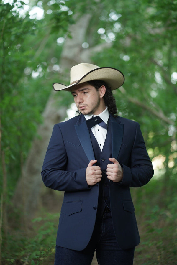 Western Suit - Trajes Para Hombres - Cowboy Formal Attire - Trajes De Novio - Slim Fit Western Navy