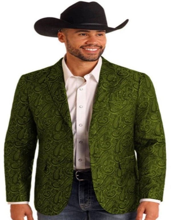 Western Blazer - Saco Vaquero Para Hombre - Paisley Blazer in Olive