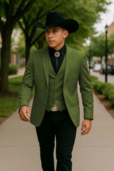Western Suit Olive Green