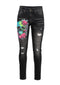 Skinny Denim with Skull print in black